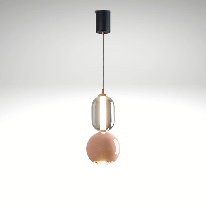 Nordycka lampa wisząca z żelaza i szkła