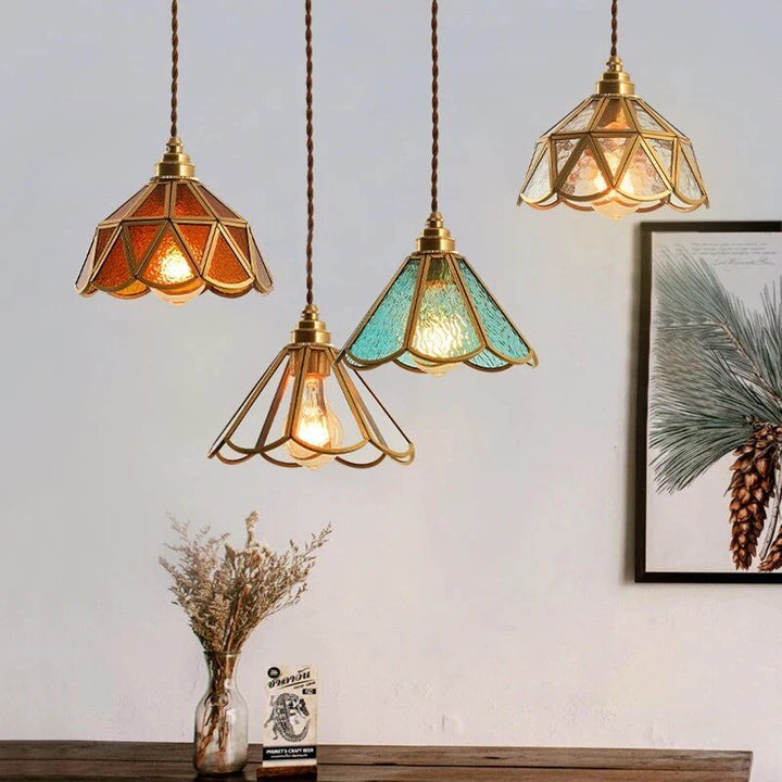 Lampa wisząca witrażowa