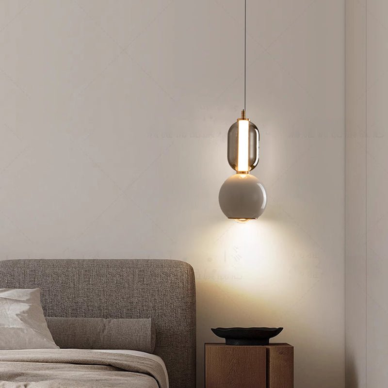 Nordycka lampa wisząca z żelaza i szkła