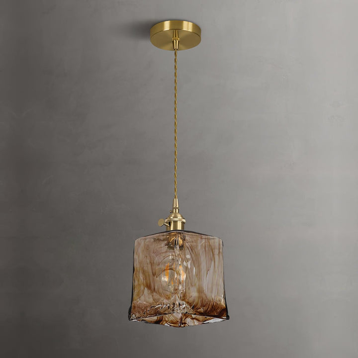 Vintage brązowa szklana lampa wisząca