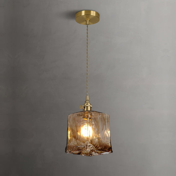 Vintage brązowa szklana lampa wisząca