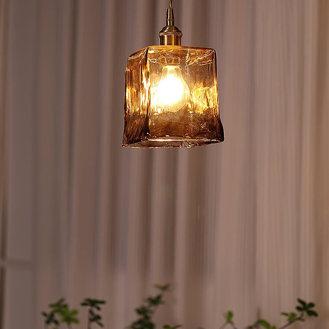 Vintage brązowa szklana lampa wisząca