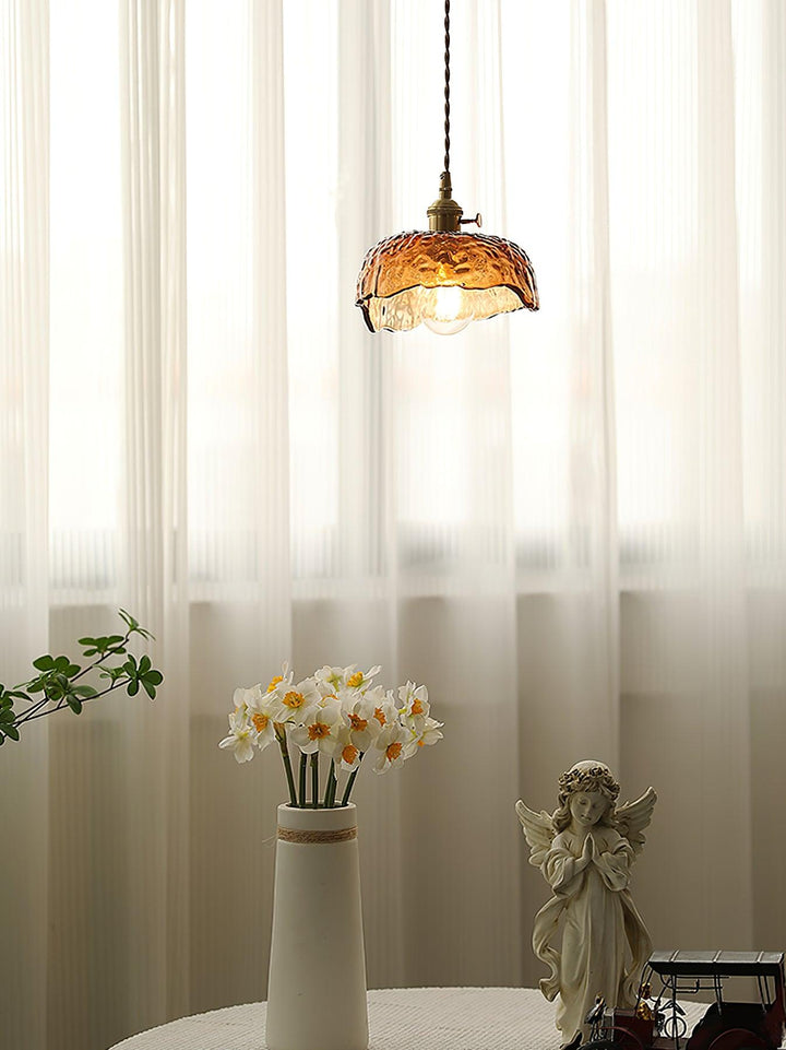 Vintage brązowa szklana lampa wisząca