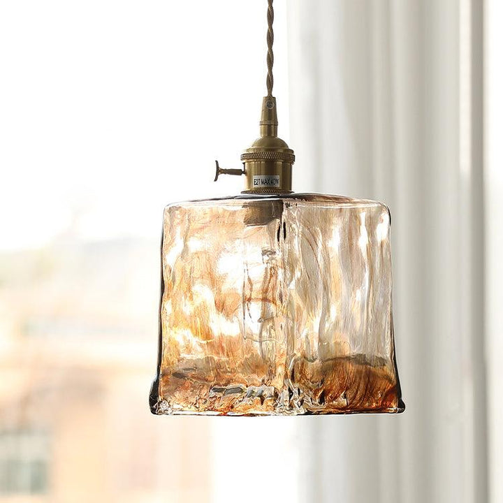 Vintage brązowa szklana lampa wisząca