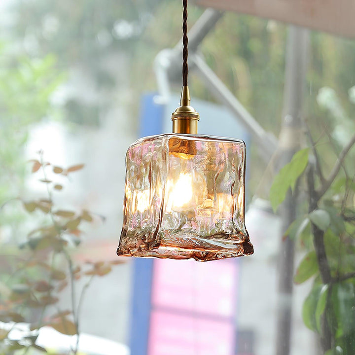 Vintage brązowa szklana lampa wisząca