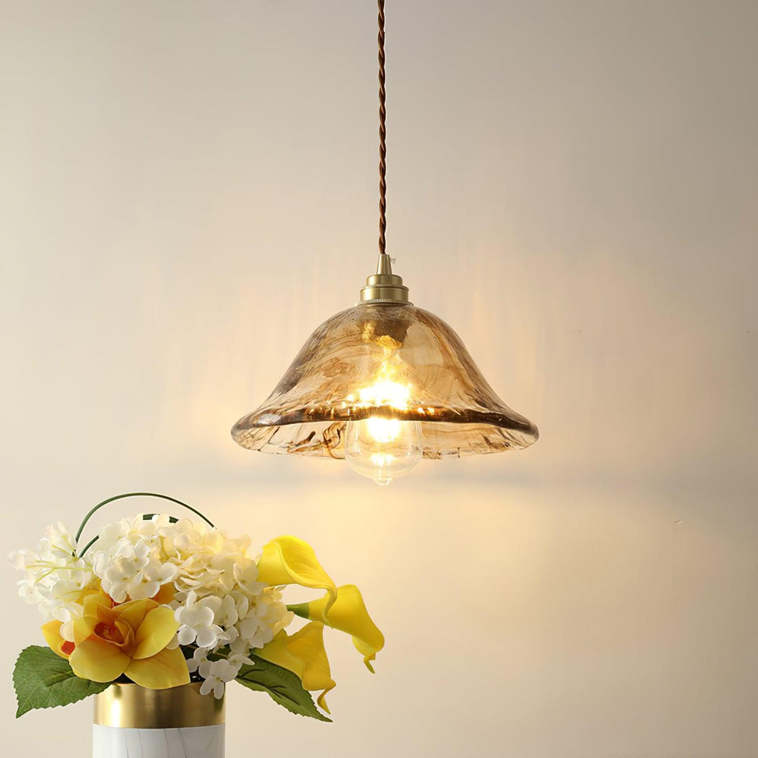 Vintage brązowa szklana lampa wisząca