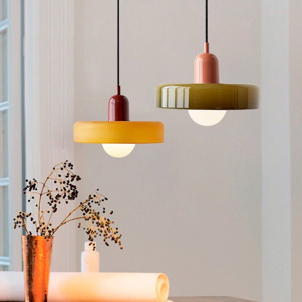 Lampa wisząca Bauhaus z kolorowego szkła – designerska lampa sufitowa