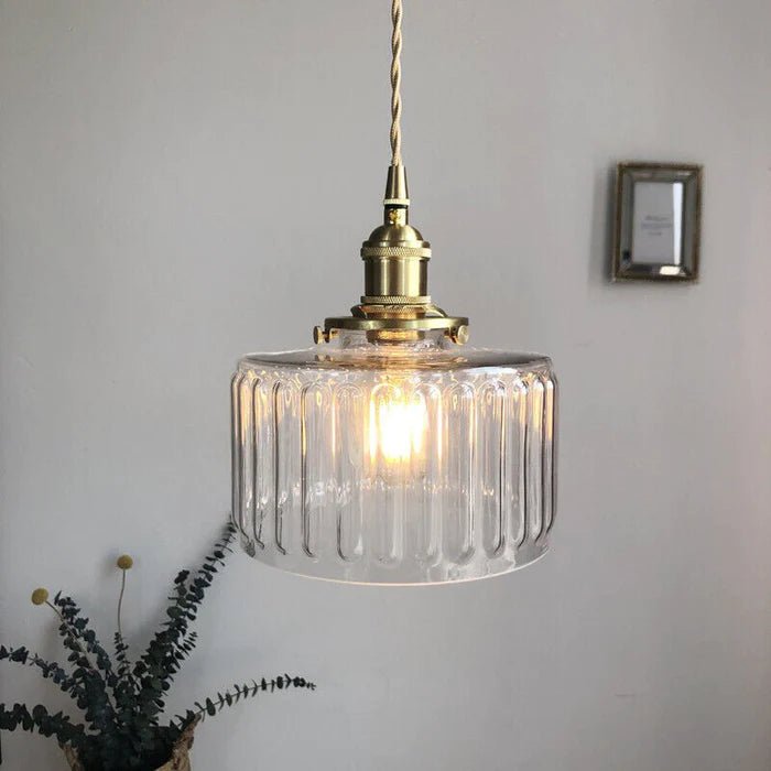 Vintage Kryształowa Lampa Wisząca – Zielone Szkło