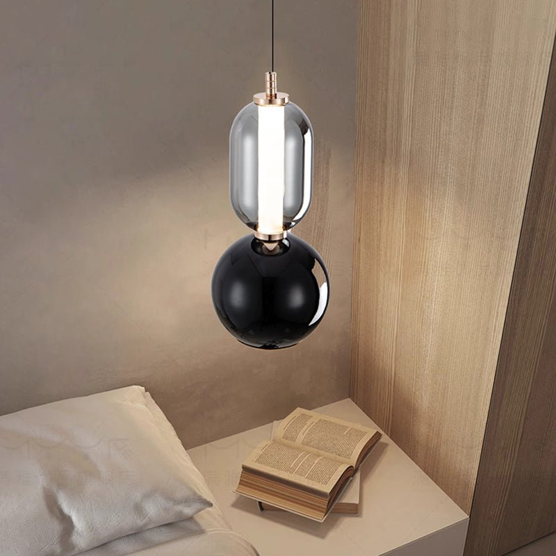 Nordycka lampa wisząca z żelaza i szkła