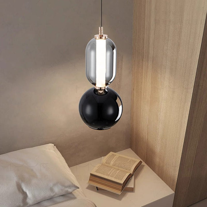 Nordycka lampa wisząca z żelaza i szkła
