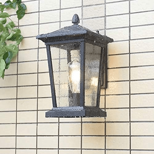 Lampa Ścienna Zewnętrzna z Wodoodpornym Szklanym Kloszem w Stylu Wiejskim
