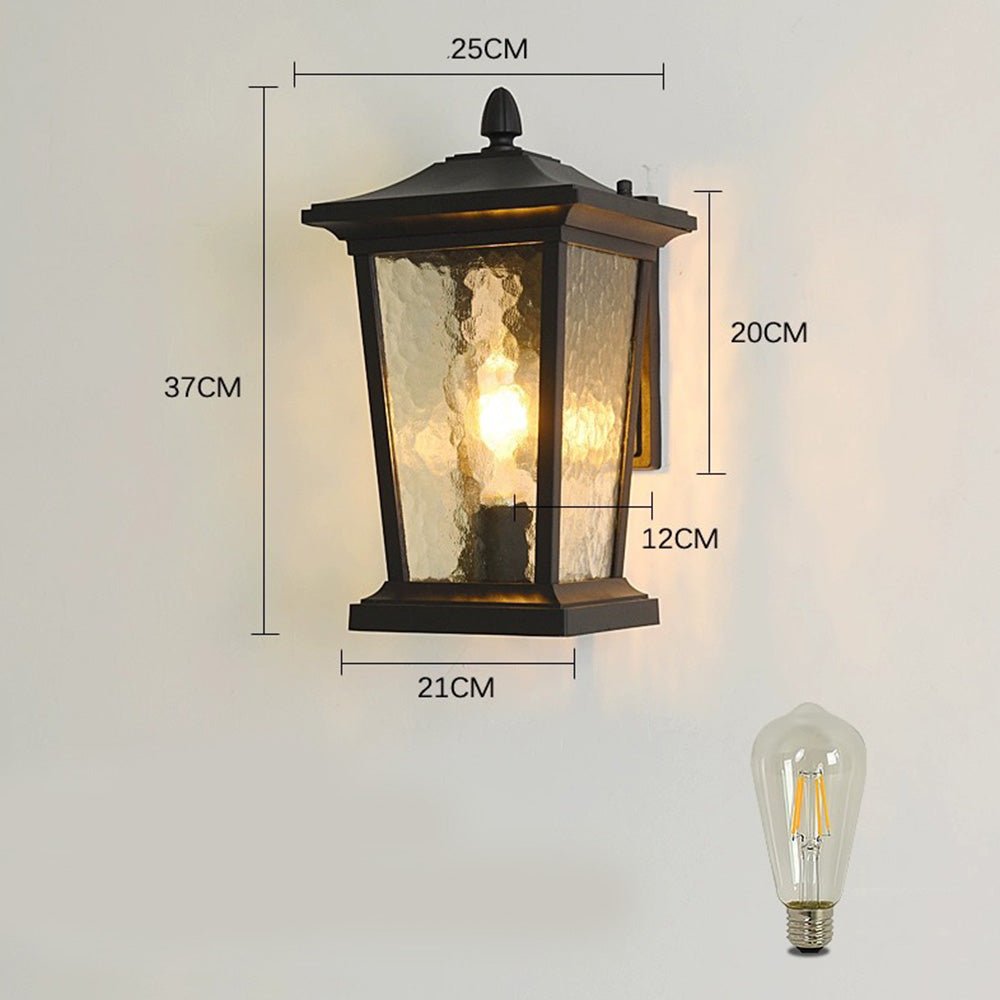 Lampa Ścienna Zewnętrzna z Wodoodpornym Szklanym Kloszem w Stylu Wiejskim