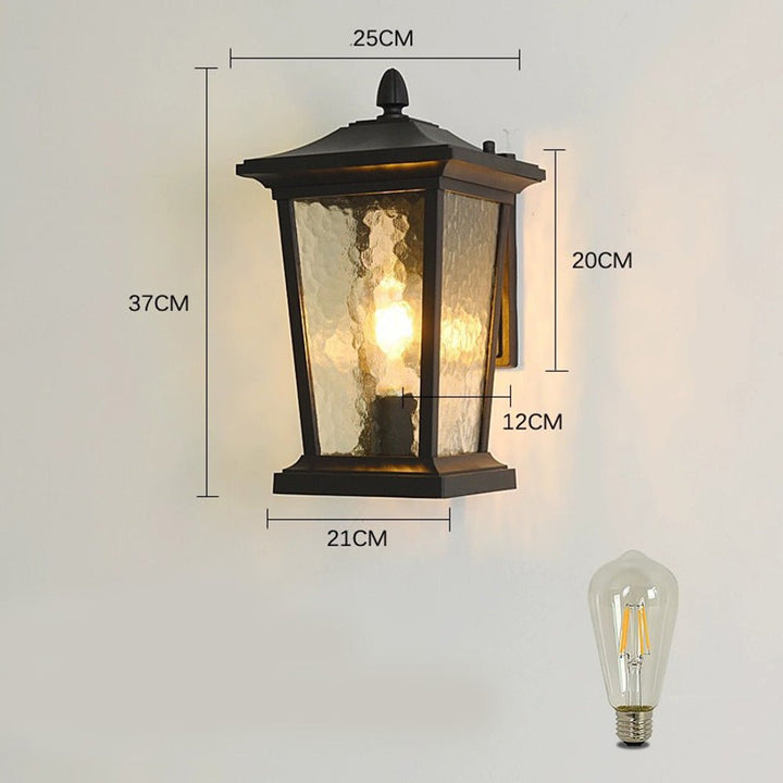 Lampa Ścienna Zewnętrzna z Wodoodpornym Szklanym Kloszem w Stylu Wiejskim