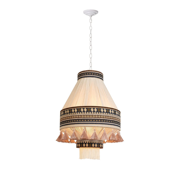 Boho Lampa Wisząca z Frędzlami