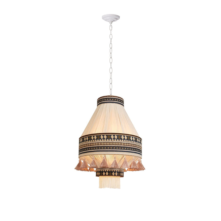 Boho Lampa Wisząca z Frędzlami