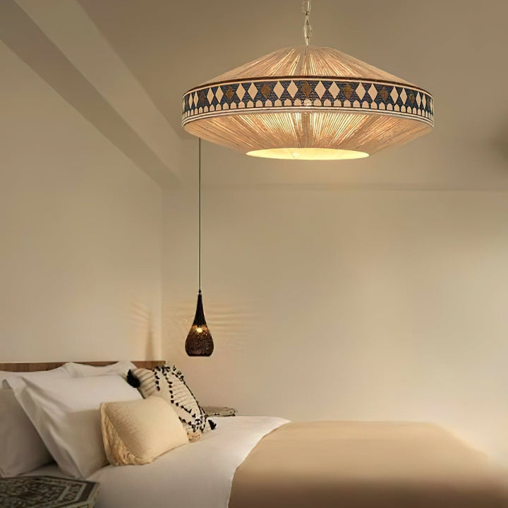 Boho Lampa Wisząca z Frędzlami
