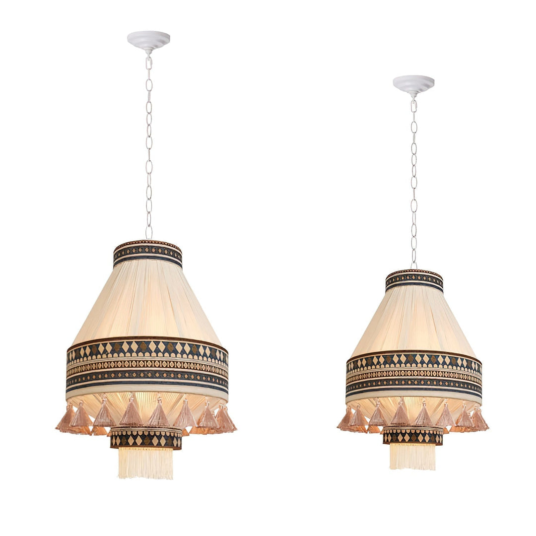 Boho Lampa Wisząca z Frędzlami