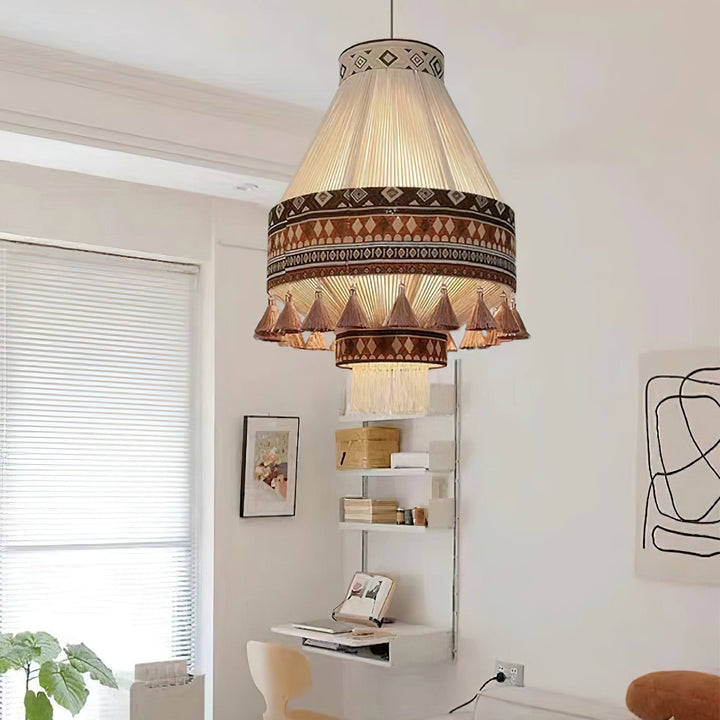 Boho Lampa Wisząca z Frędzlami