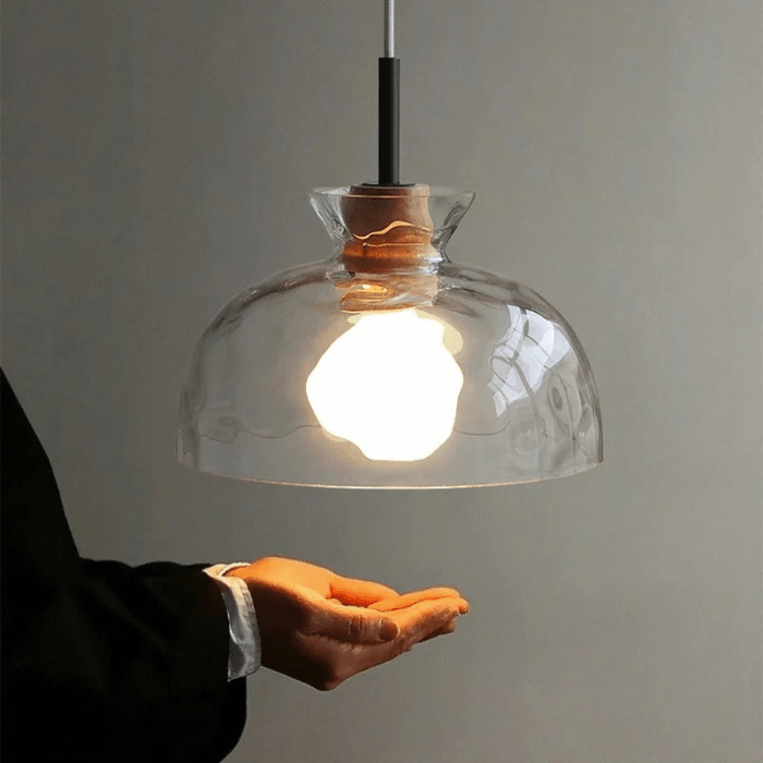 Lampa wisząca Art Ripple szklana lampa drewniana