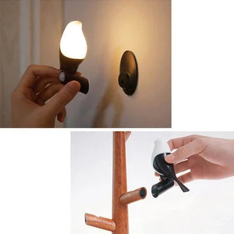 Ekster Drewniana LED Inteligentna Lampa Biurkowa z Czujnikiem Ładowana