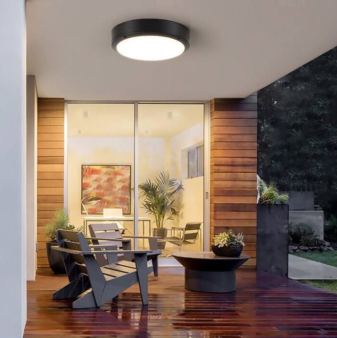 Prosta zewnętrzna wodoodporna aluminiowa okrągła lampa sufitowa LED