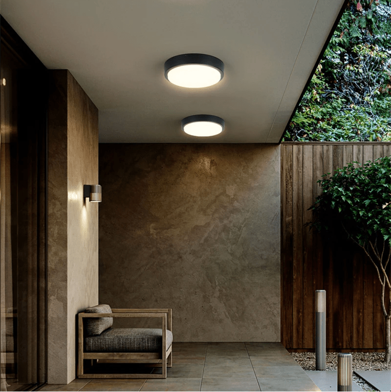 Prosta zewnętrzna wodoodporna aluminiowa okrągła lampa sufitowa LED