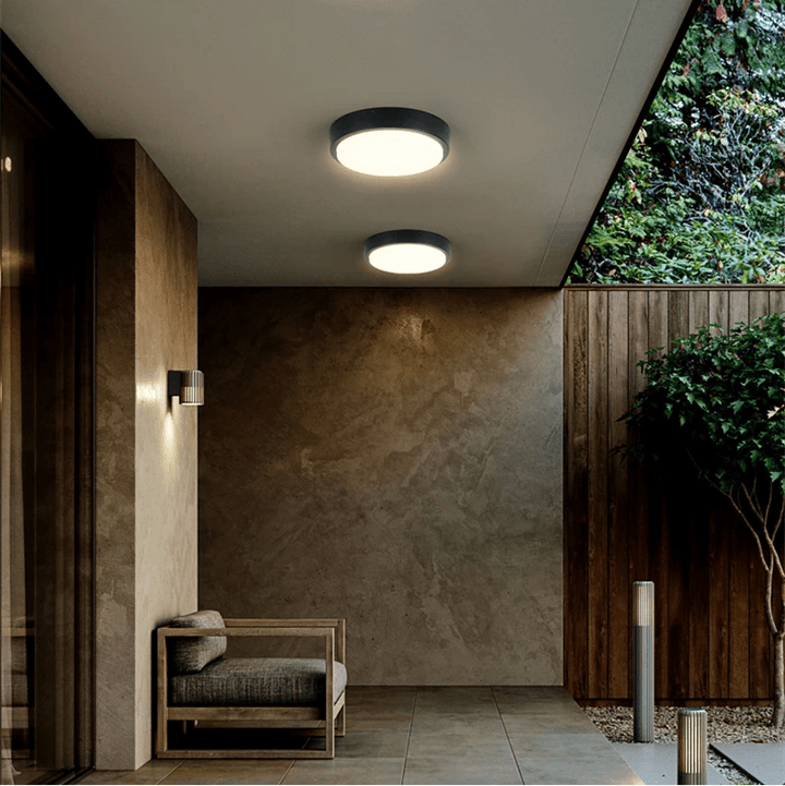 Prosta zewnętrzna wodoodporna aluminiowa okrągła lampa sufitowa LED