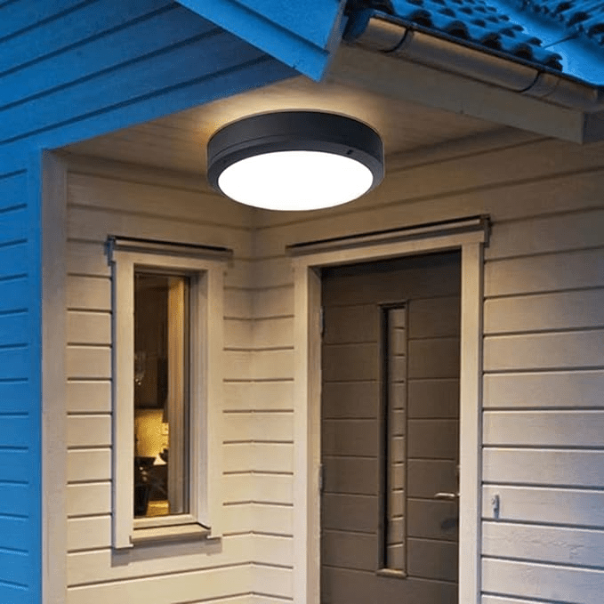 Prosta zewnętrzna wodoodporna aluminiowa okrągła lampa sufitowa LED