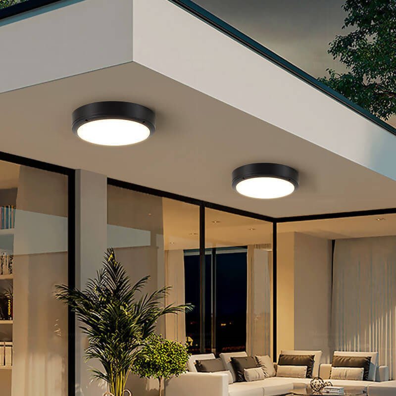 Prosta zewnętrzna wodoodporna aluminiowa okrągła lampa sufitowa LED