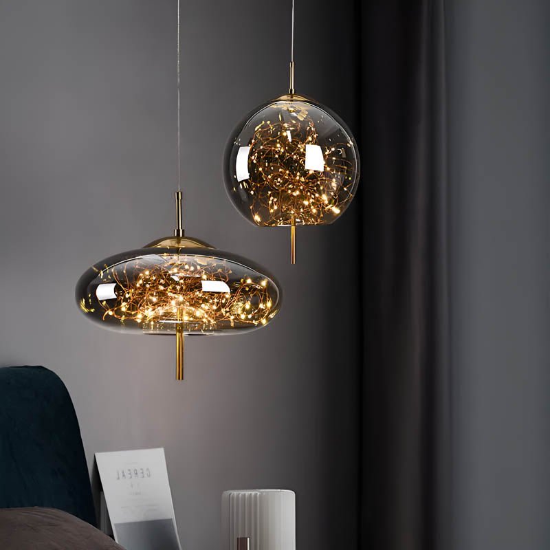 Essence | Wytworna Brązowa Lampa Wisząca ze Szkła