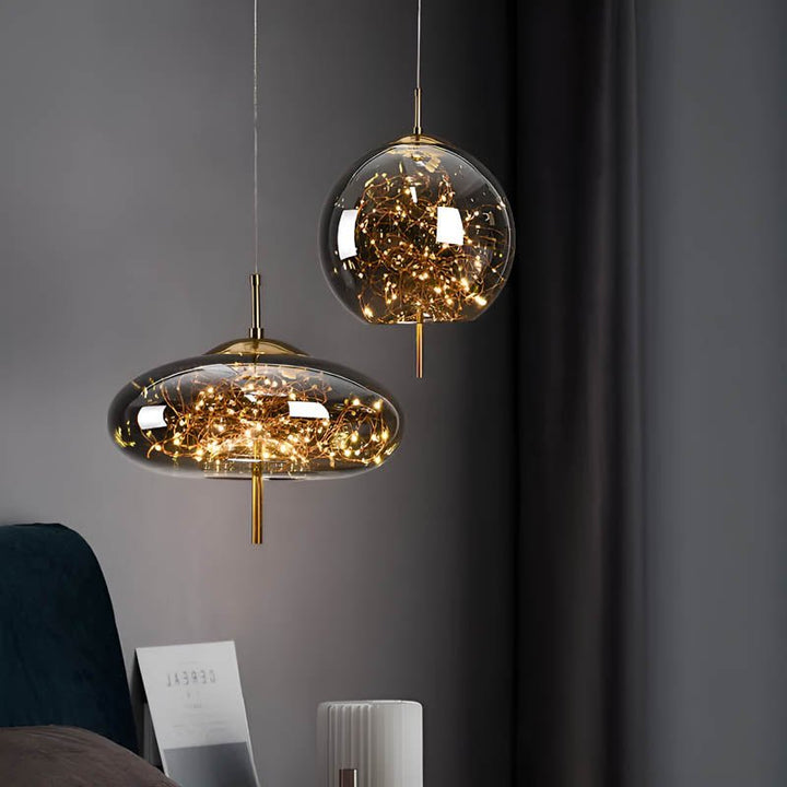 Essence | Wytworna Brązowa Lampa Wisząca ze Szkła