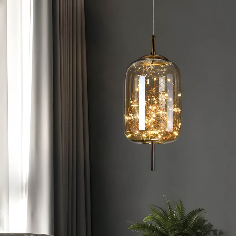 Essence | Wytworna Brązowa Lampa Wisząca ze Szkła
