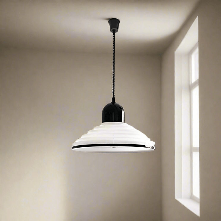 Francuska kremowa szklana lampa wisząca