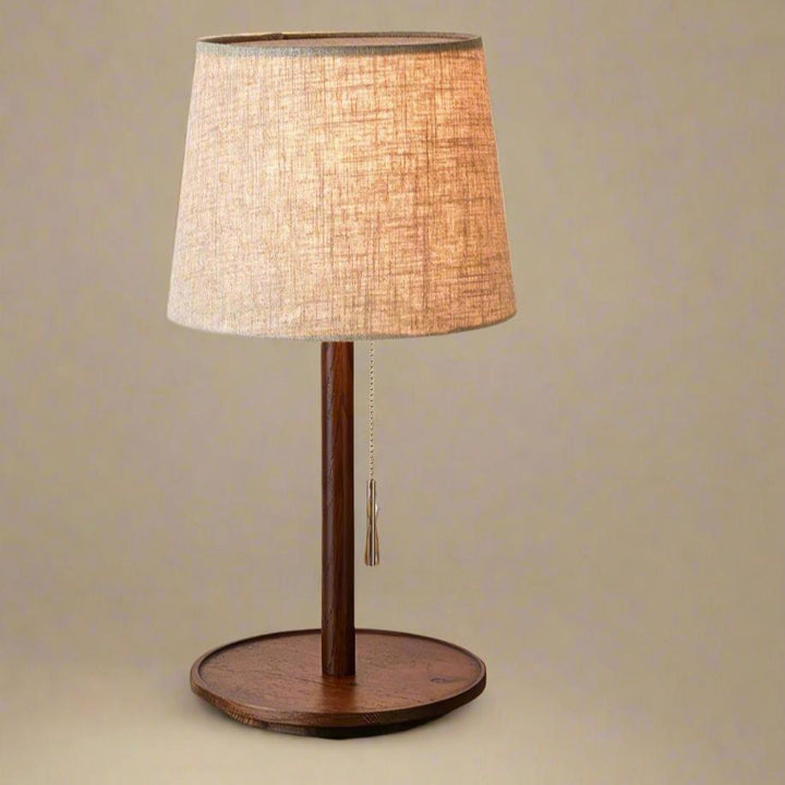 Delikatna Lampa Glow w Skandynawskim Stylu z Orzecha z Luksusowymi Akcentami Tkanin