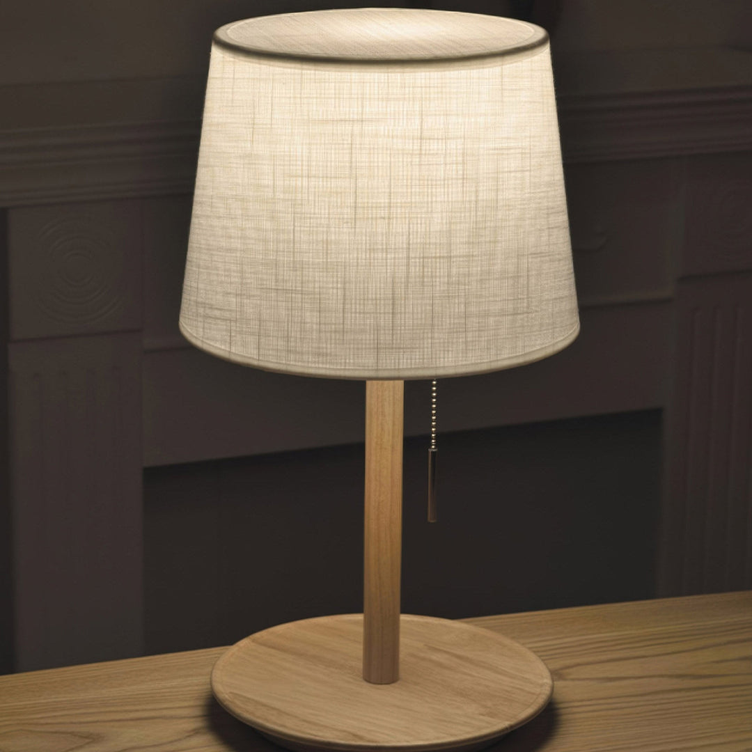 Delikatna Lampa Glow w Skandynawskim Stylu z Orzecha z Luksusowymi Akcentami Tkanin