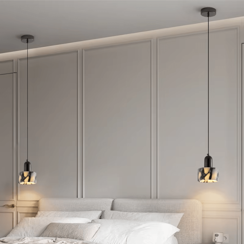 Lampa wisząca czarna marmurowa