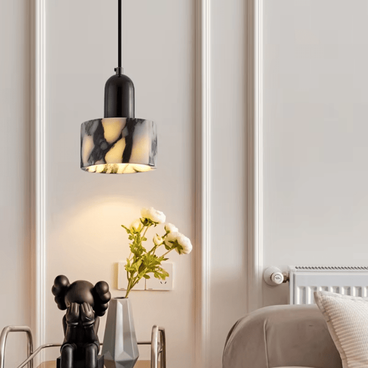 Lampa wisząca czarna marmurowa