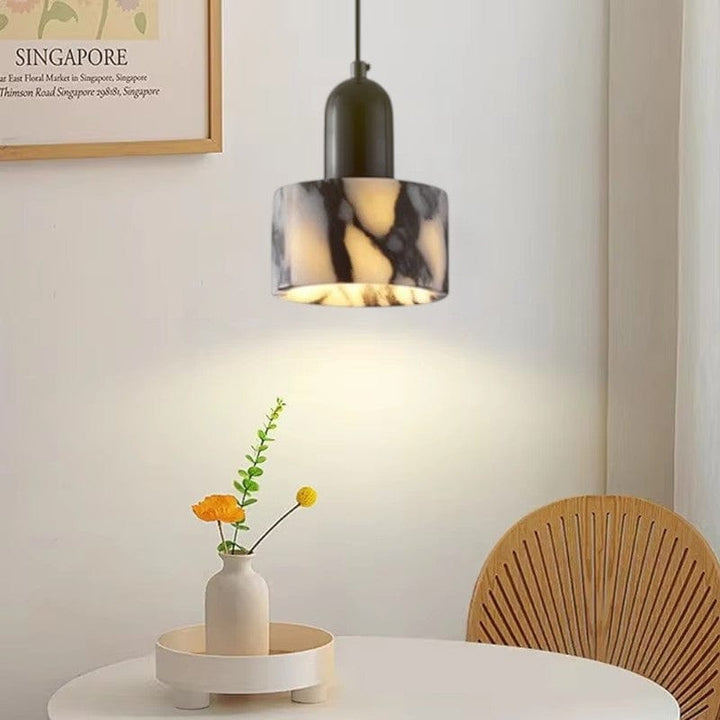 Lampa wisząca czarna marmurowa