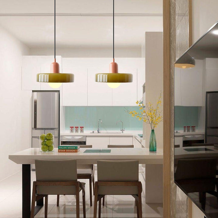 Lampa wisząca Bauhaus z kolorowego szkła – designerska lampa sufitowa