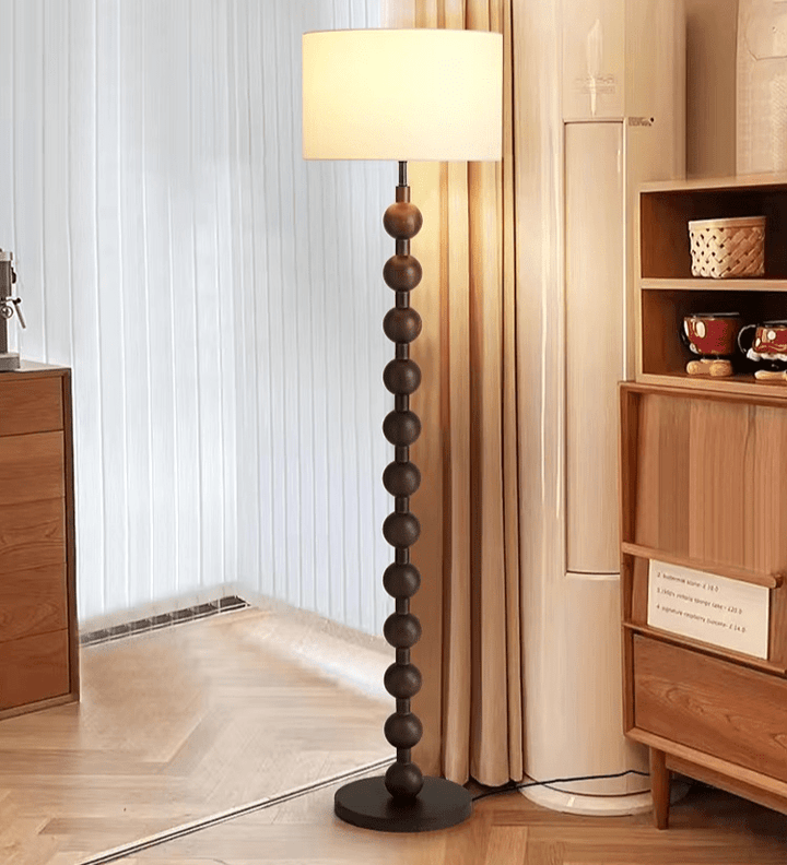 Lampka podłogowa Japandi z drewna