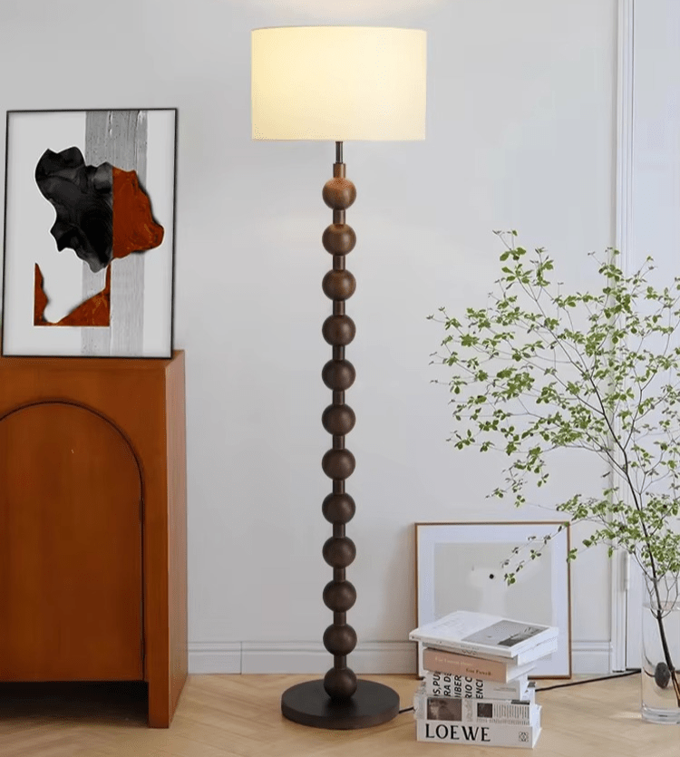 Lampka podłogowa Japandi z drewna