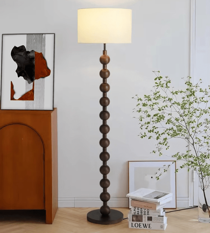 Lampka podłogowa Japandi z drewna