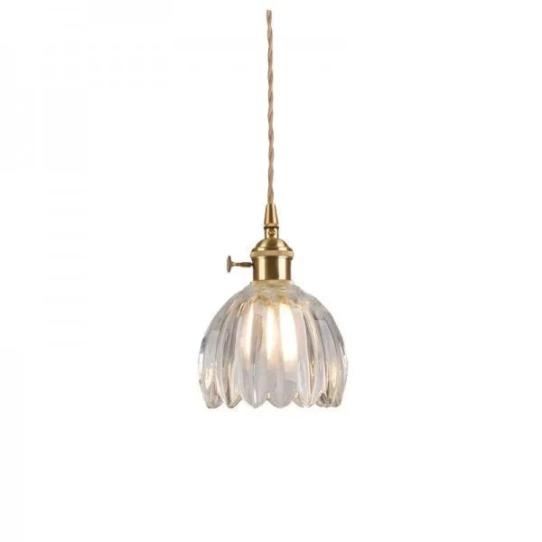 Japońska Retro Szklana Lampa Wisząca w Kształcie Kwiatu