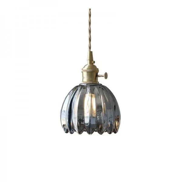 Japońska Retro Szklana Lampa Wisząca w Kształcie Kwiatu