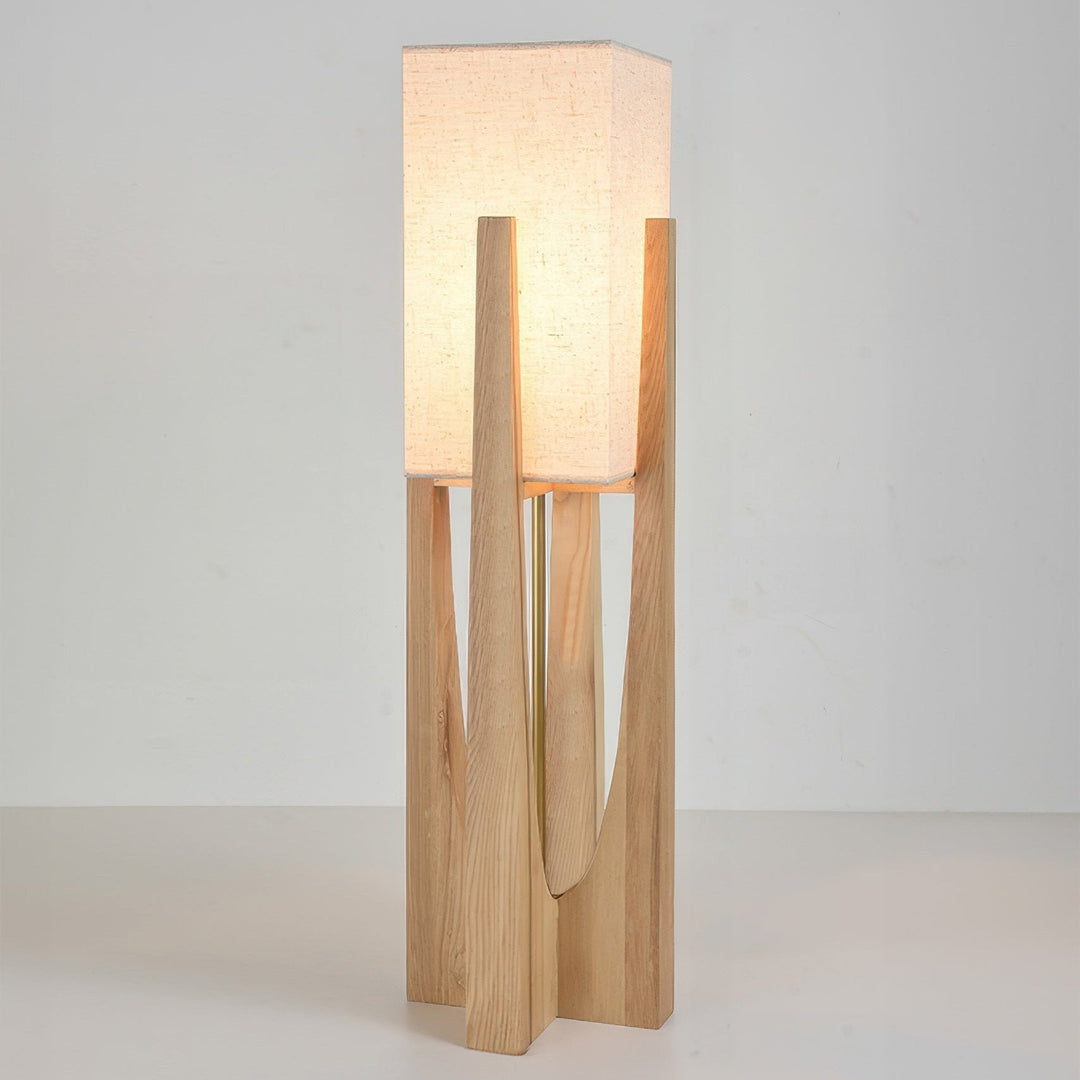 Japoński styl lampa podłogowa z orzecha, prosta lampa z litego drewna