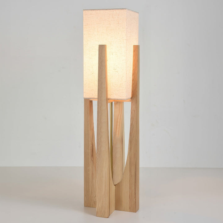 Japoński styl lampa podłogowa z orzecha, prosta lampa z litego drewna