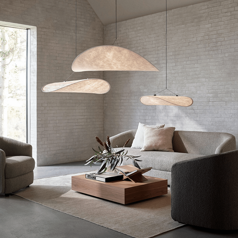 Lampa wisząca Japandi z jedwabiu