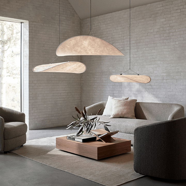 Lampa wisząca Japandi z jedwabiu