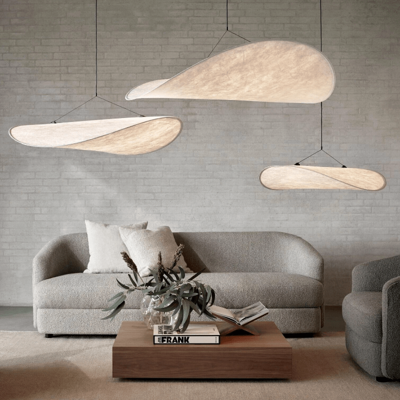 Lampa wisząca Japandi z jedwabiu