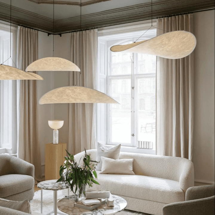 Lampa wisząca Japandi z jedwabiu